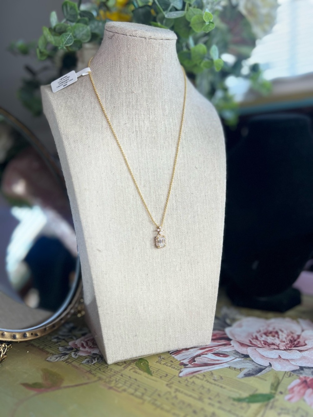 Gold Plated 2.0K Moissanite Emerald Cut Pendant- Elegant Everyday Pendant